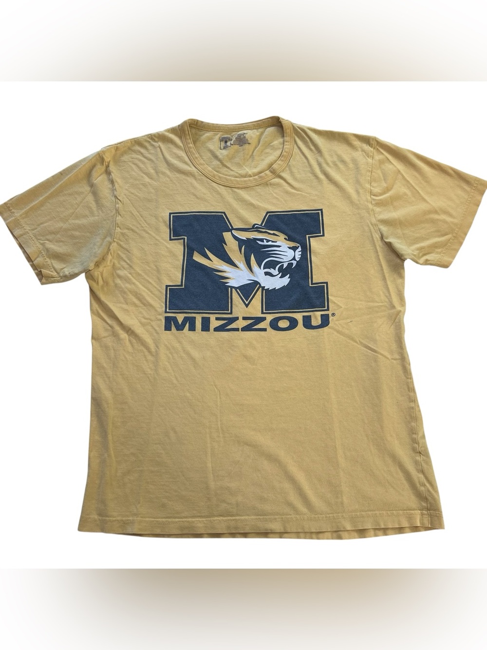 Mizzou Tigers Vintage Style Men’s Tailgate Apparel T-shirt Yellow Faded size M